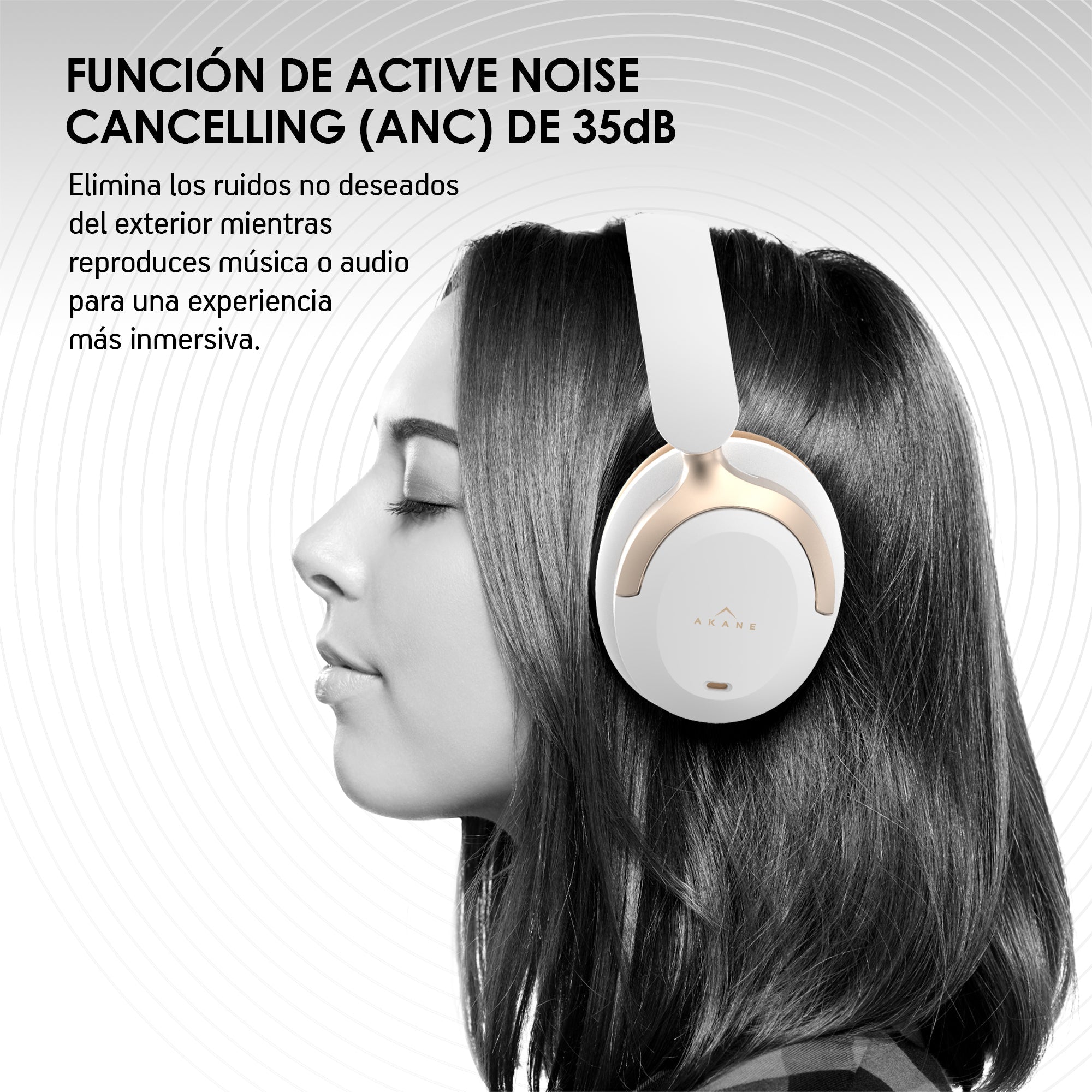 Audífonos Bluetooth 5.4 con Cancelación Activa de Ruido AKANE