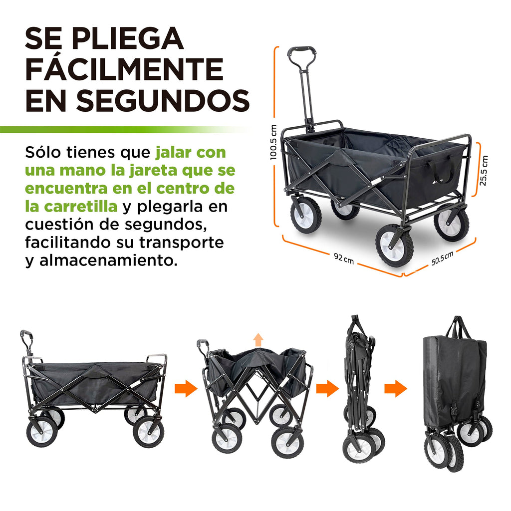 Carrito Plegable para Exterior de 70 kg con Bolsa HIKEO