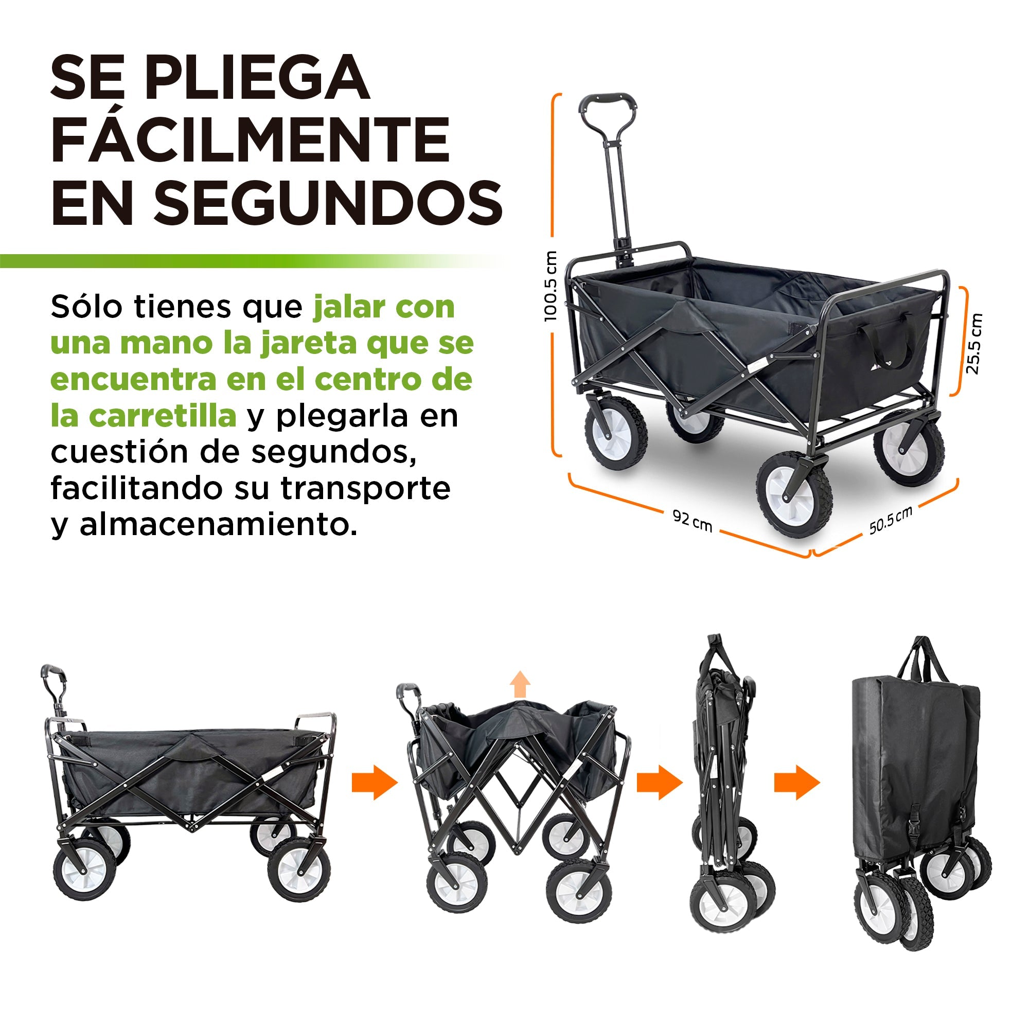 Carrito Plegable para Exterior de 70 kg con Bolsa HIKEO
