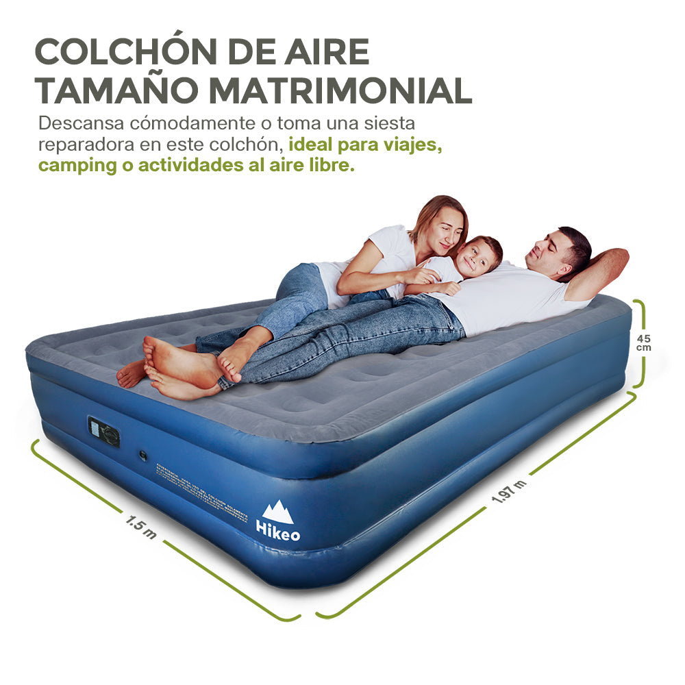 Colchón Inflable Matrimonial con Bomba Eléctrica HIKEO