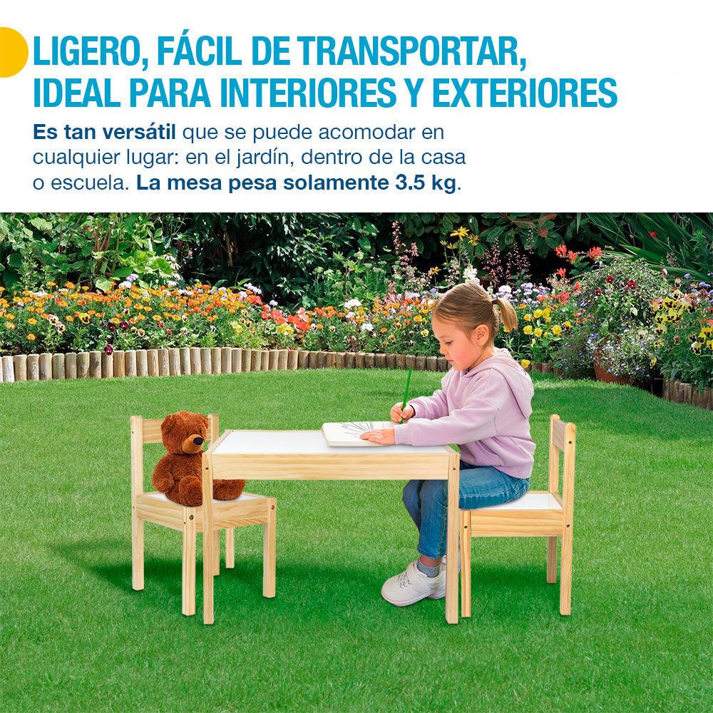 Mesa Montessori Infantil con 2 Sillas de Madera Shimy