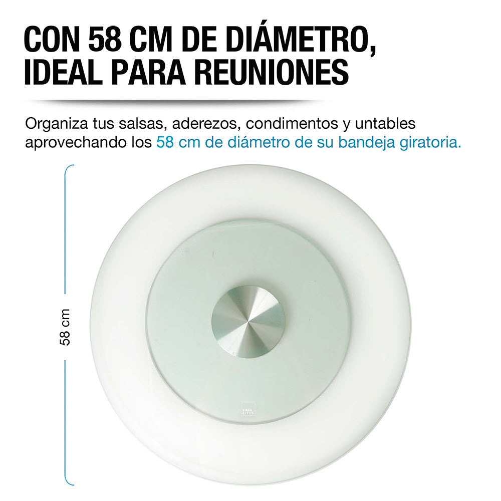 Lazy Susan de vidrio templado giratoria de 58 cm