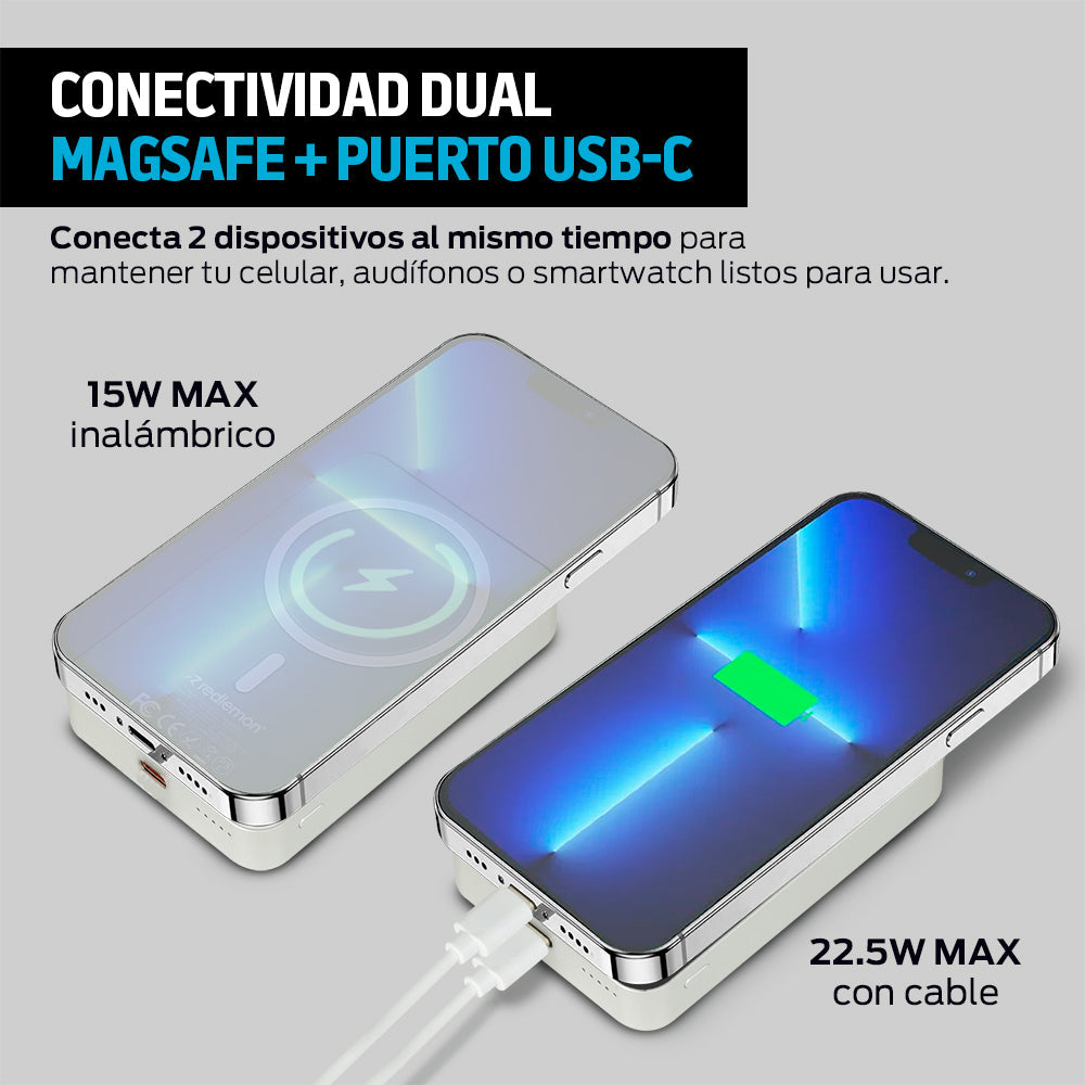 Power Bank Magnético de 10,000 mAh con Carga de 15 W
