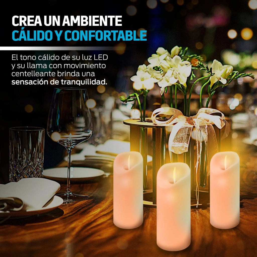 Set de 6 Velas LED con Efecto de Flama y Pilas AA