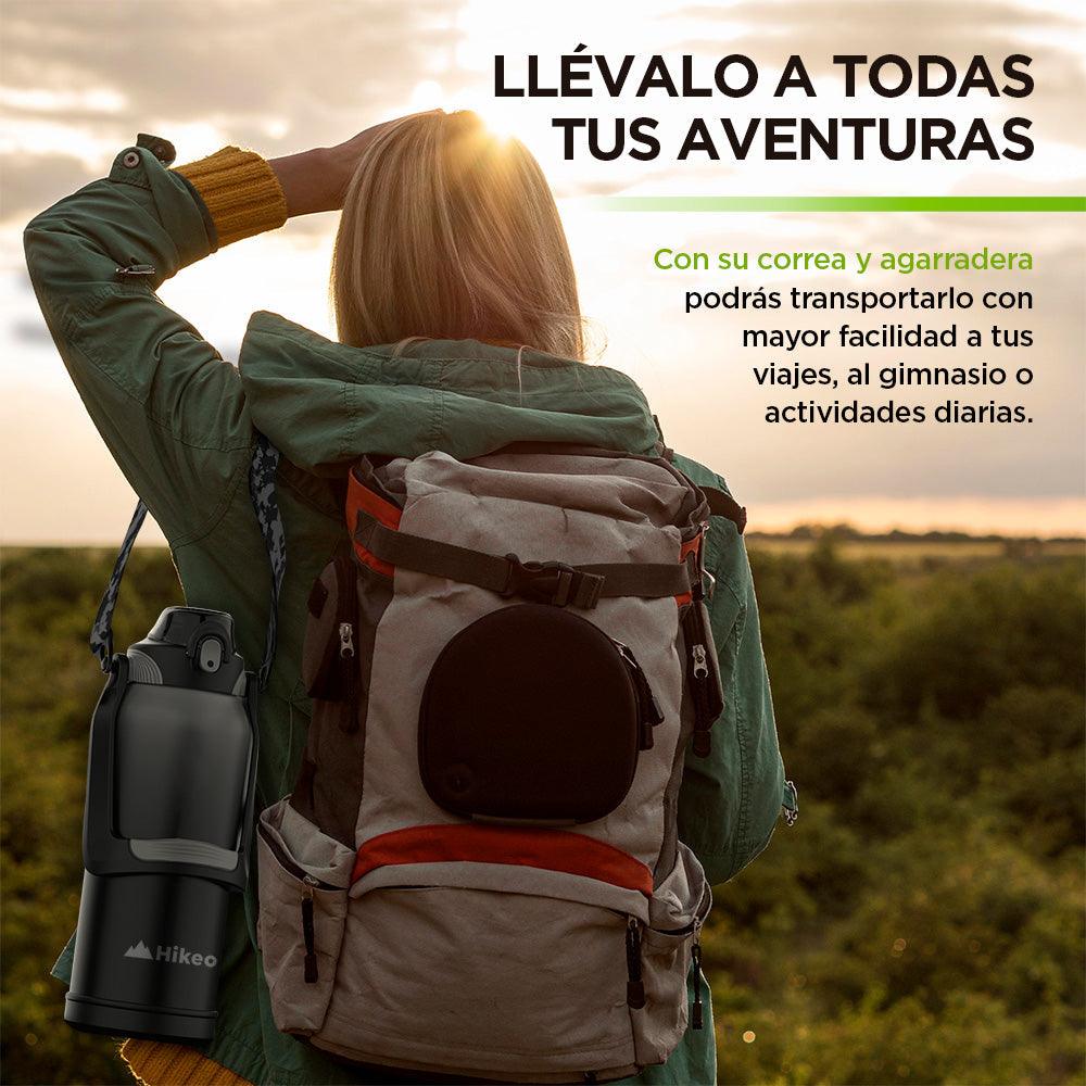 Termo de Acero Inoxidable 2 L con Popote y Correa HIKEO