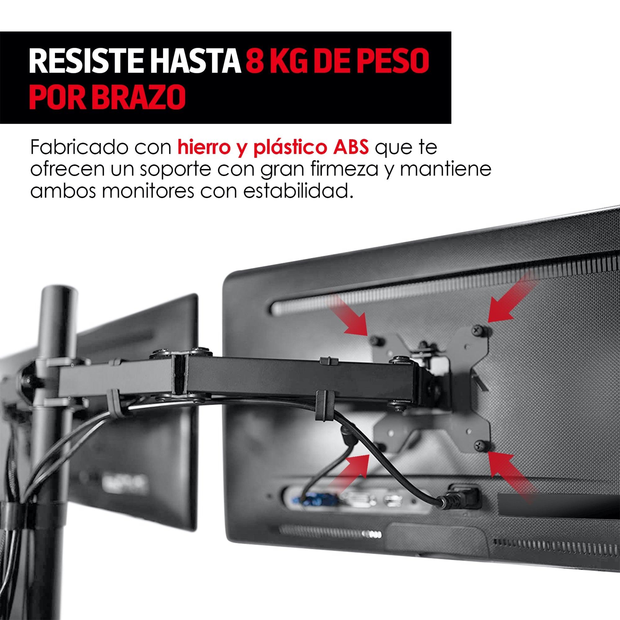 Soporte para 2 Monitores de 13” a 32” con Base para Escritorio