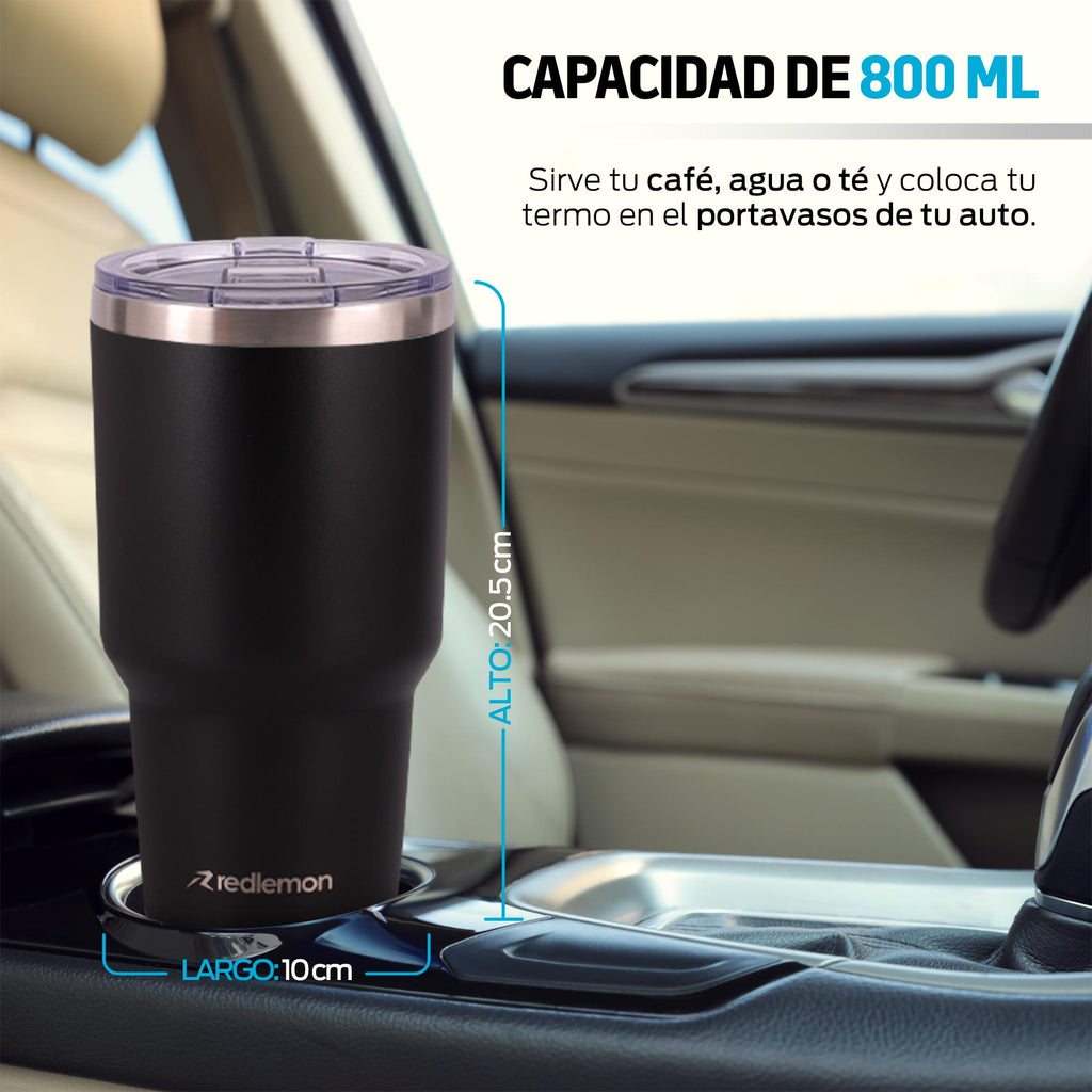 Termo y Vaso Térmico Acero Inoxidable 2 Popotes 800 ml
