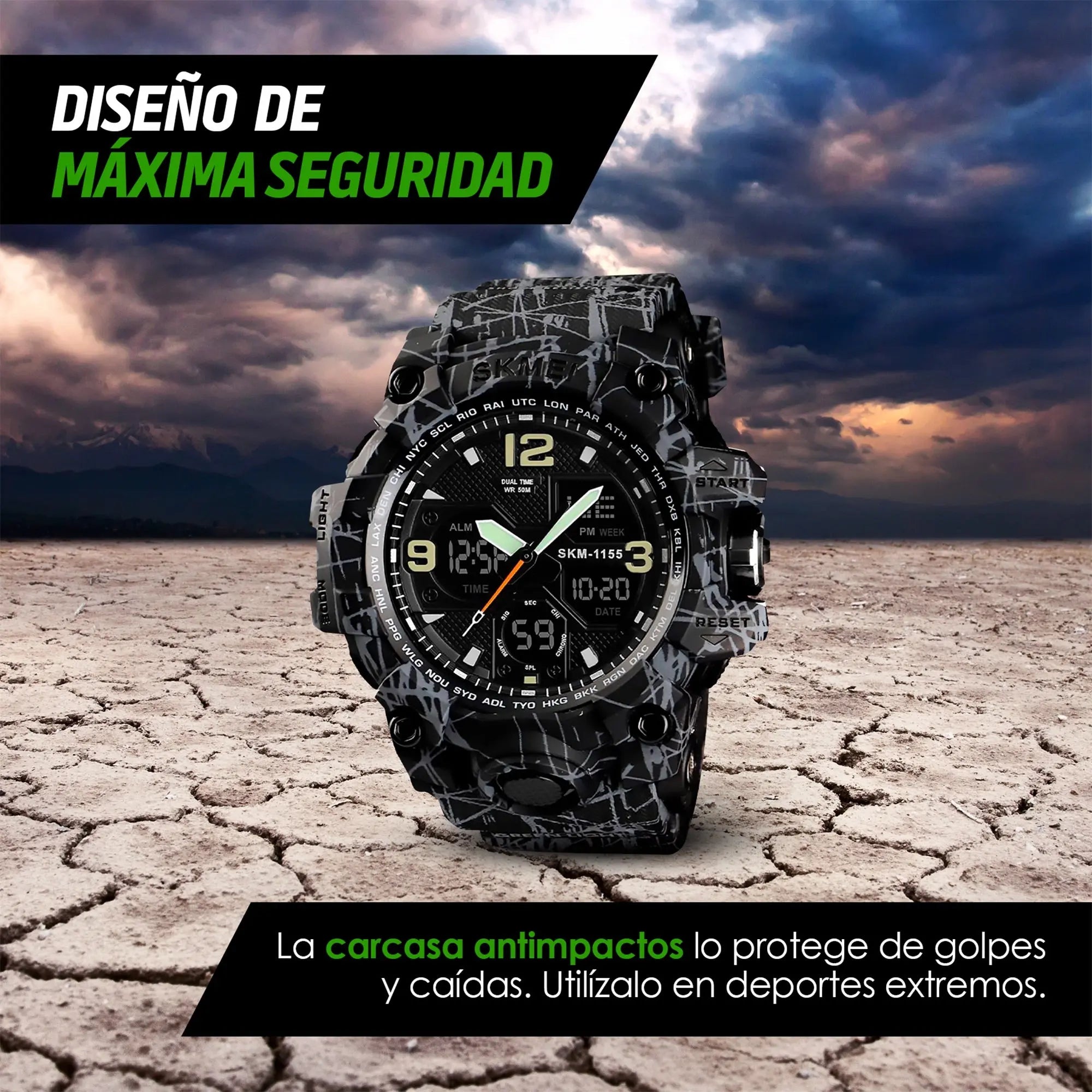 Reloj Digital y Analógico Deportivo Contra Agua 1155b