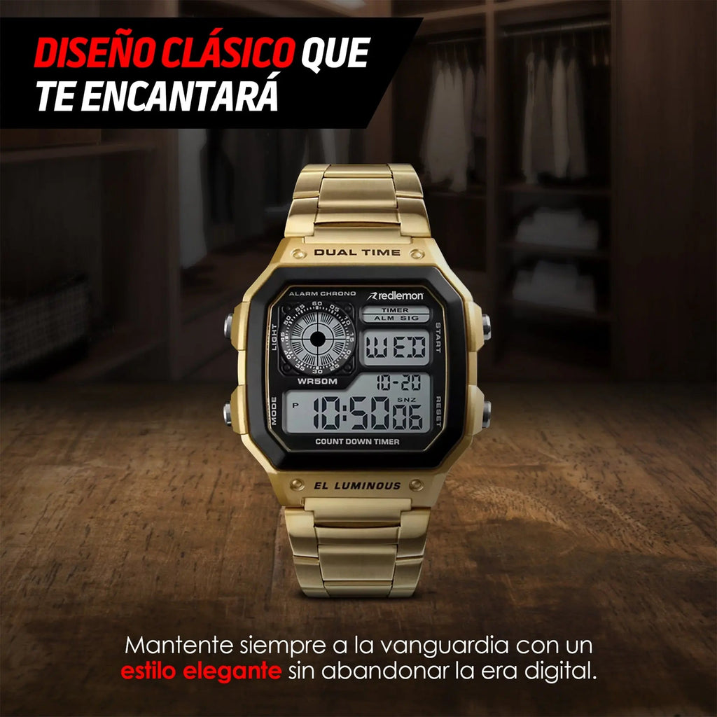 Reloj Digital Clásico con Correa de Metal Mod. 1335