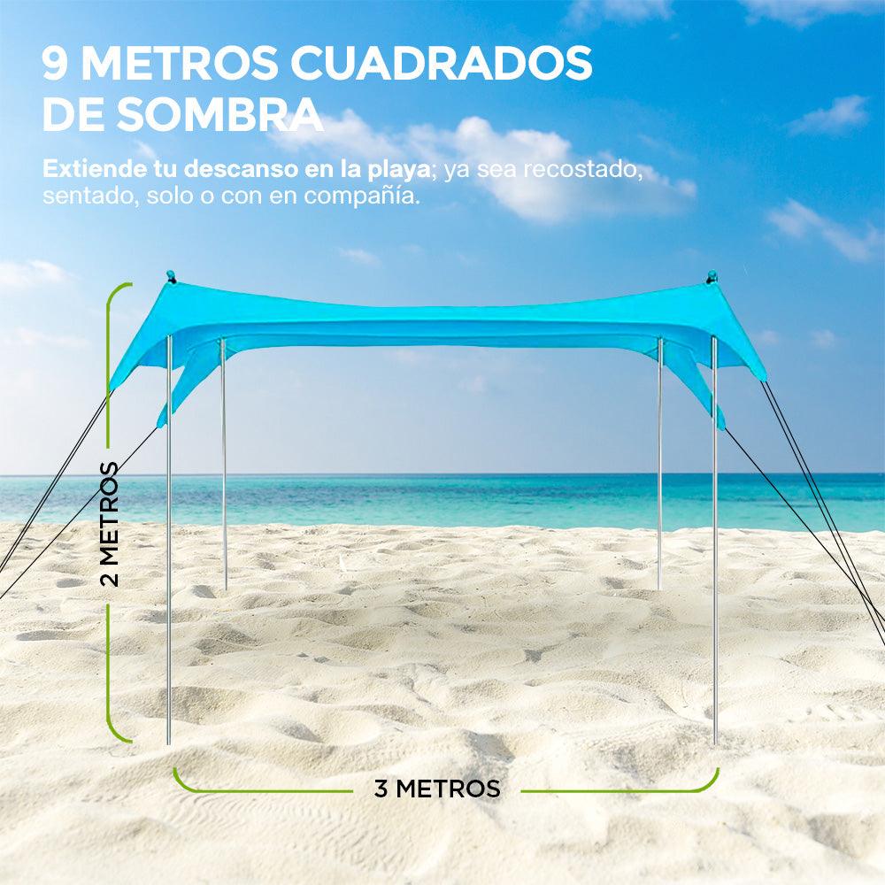 Toldo Portátil para Playa de 3 x 3 m con UPF 50 HIKEO