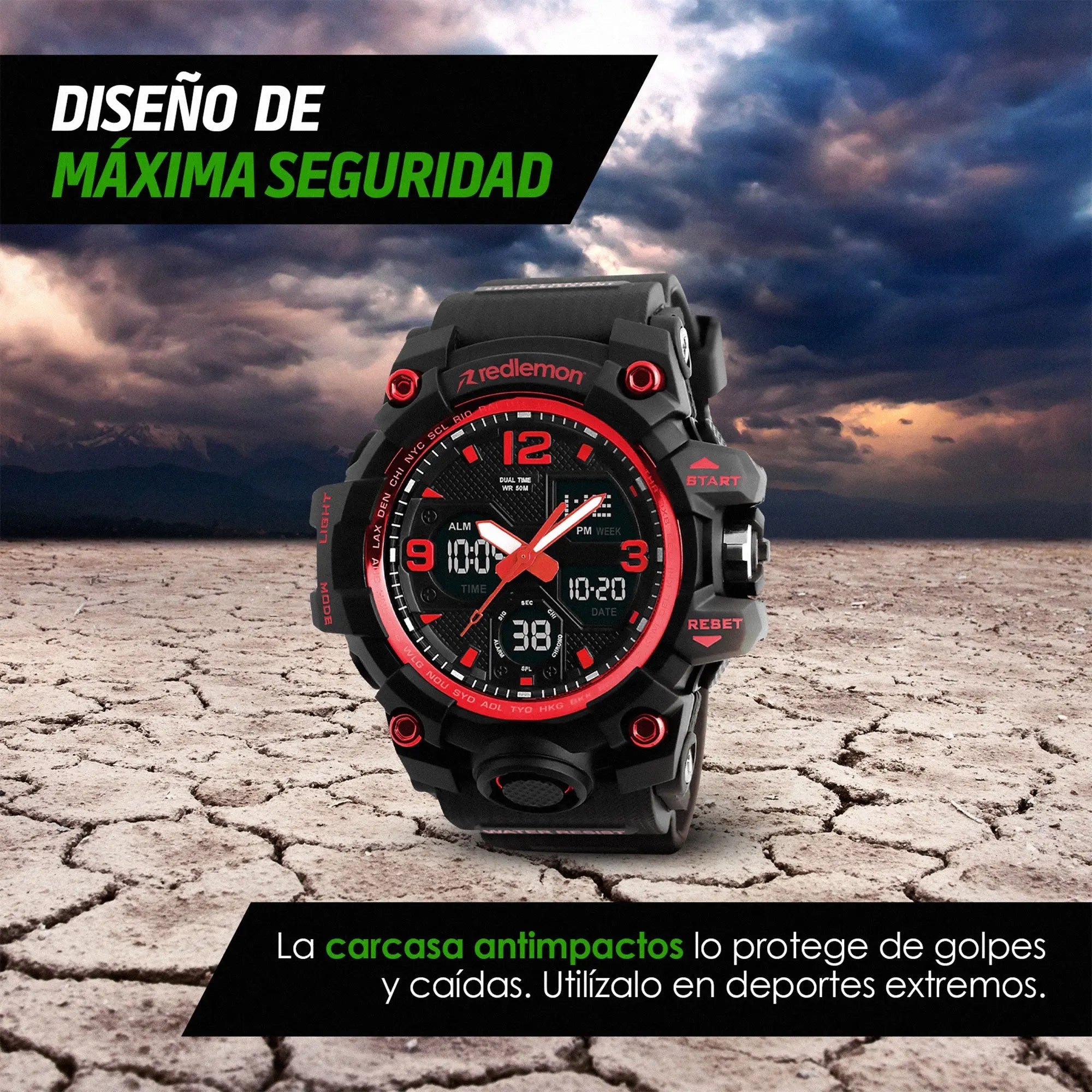 Reloj Digital y Analógico Deportivo Contra Agua 1155b