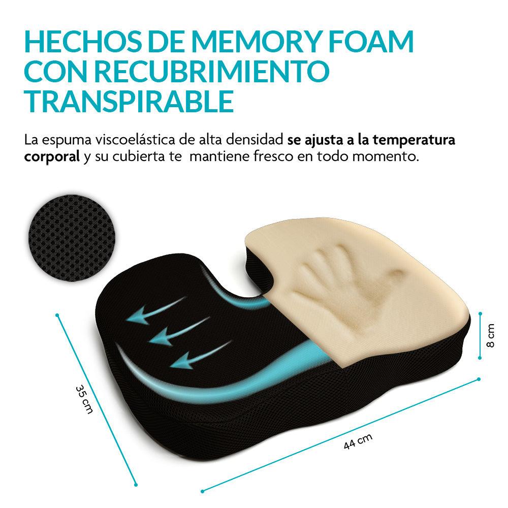 Set de Cojines Memory Foam Lumbar y para Coxis, 2 Piezas