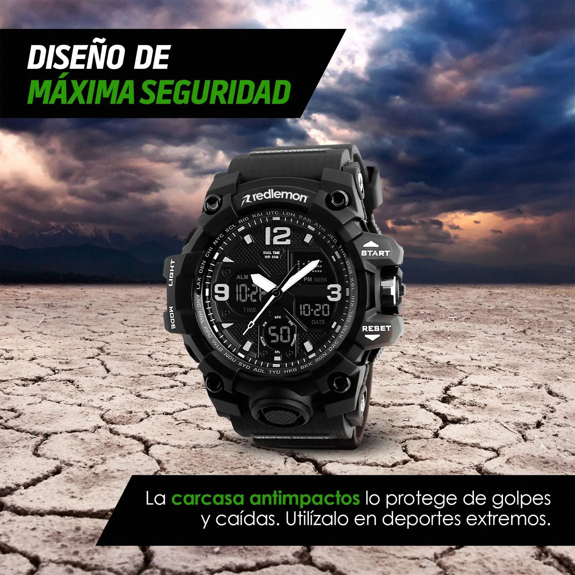 Reloj Digital y Analógico Deportivo Contra Agua 1155b