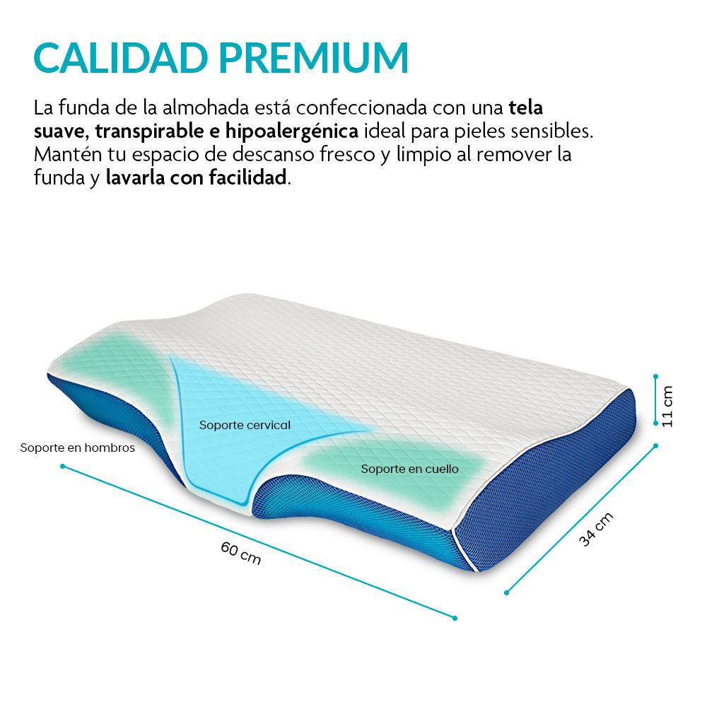 Almohada cervical de memory foam con antifaz y tapones