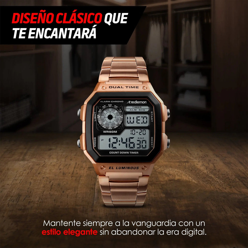 Reloj Digital Clásico con Correa de Metal Mod. 1335