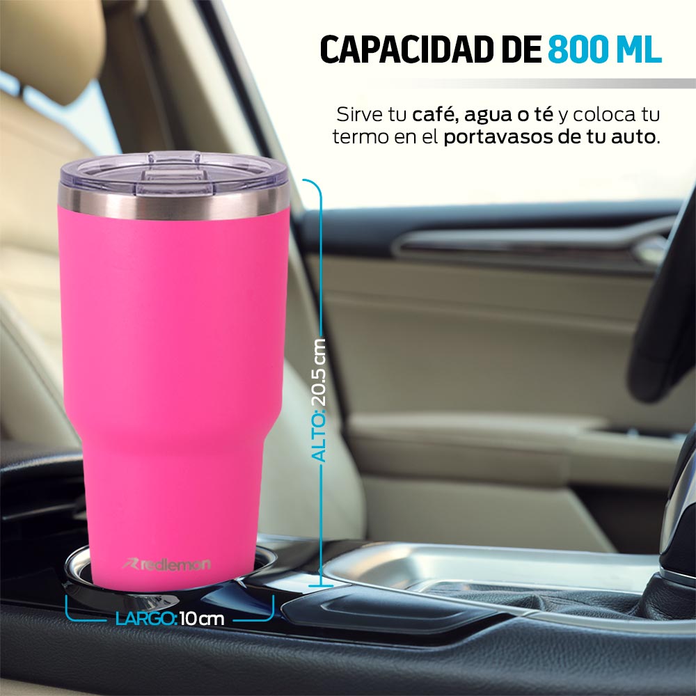Termo y Vaso Térmico Acero Inoxidable 2 Popotes 800 ml