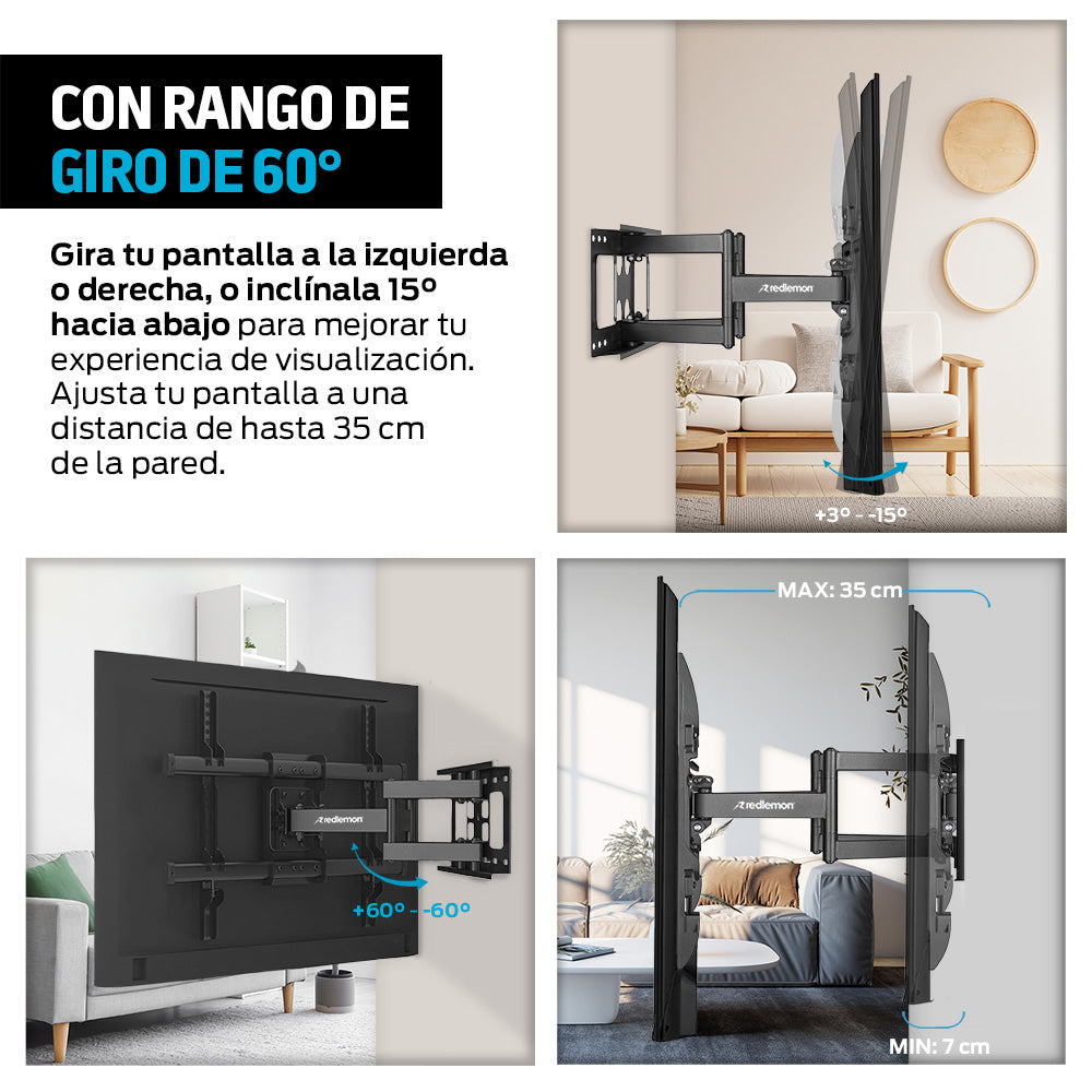 Soporte Articulado para TV de 37 a 80 Pulgadas, hasta 40 kg