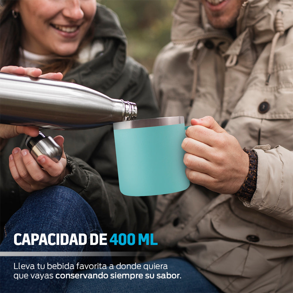 Taza térmica de acero inoxidable 400 ml con tapa hermética