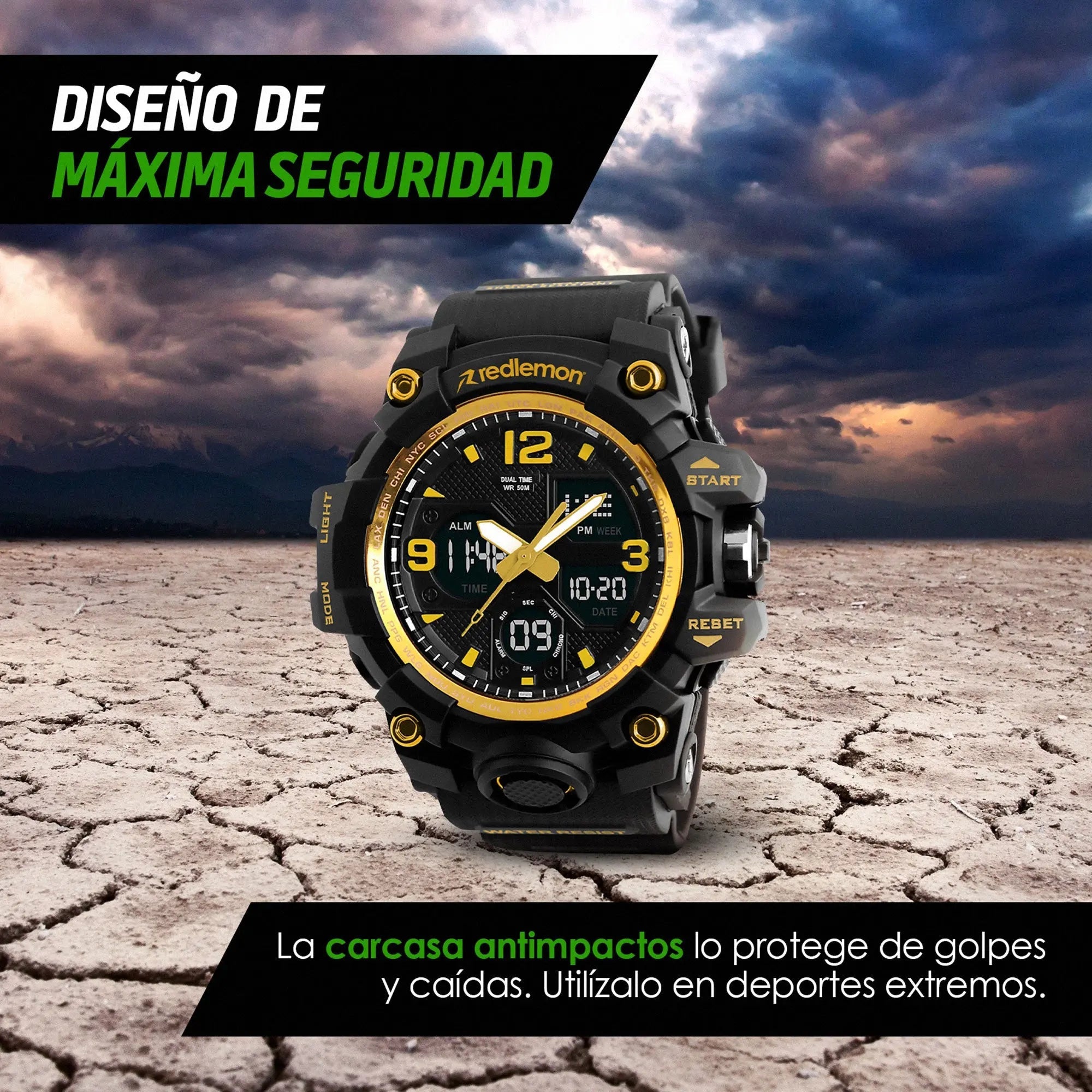 Reloj Digital y Analógico Deportivo Contra Agua 1155b