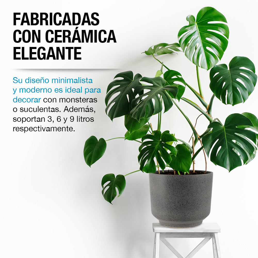 Macetas de Cerámica Grandes para Exteriores e Interiores 3 Pz.