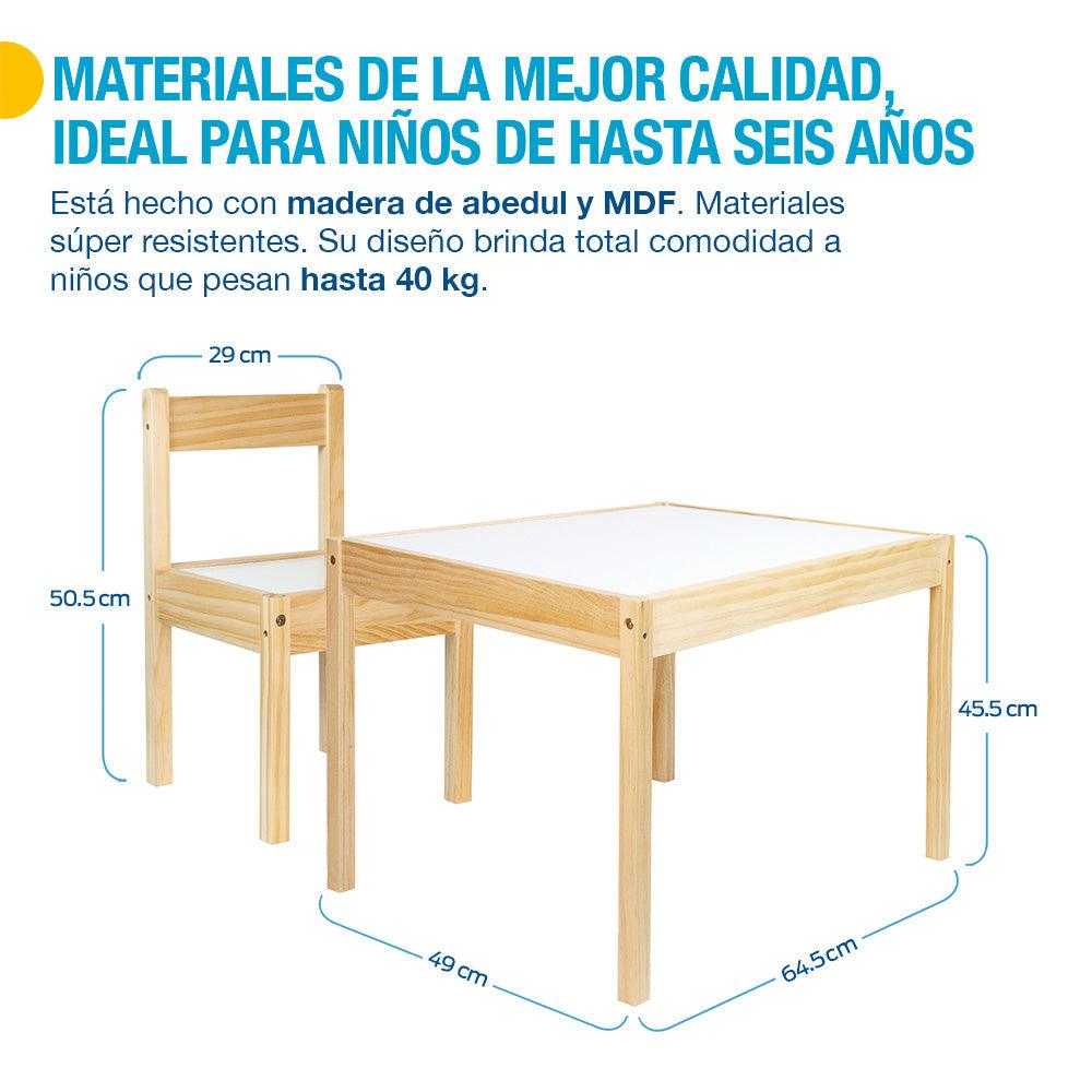 Mesa Montessori Infantil con 2 Sillas de Madera Shimy