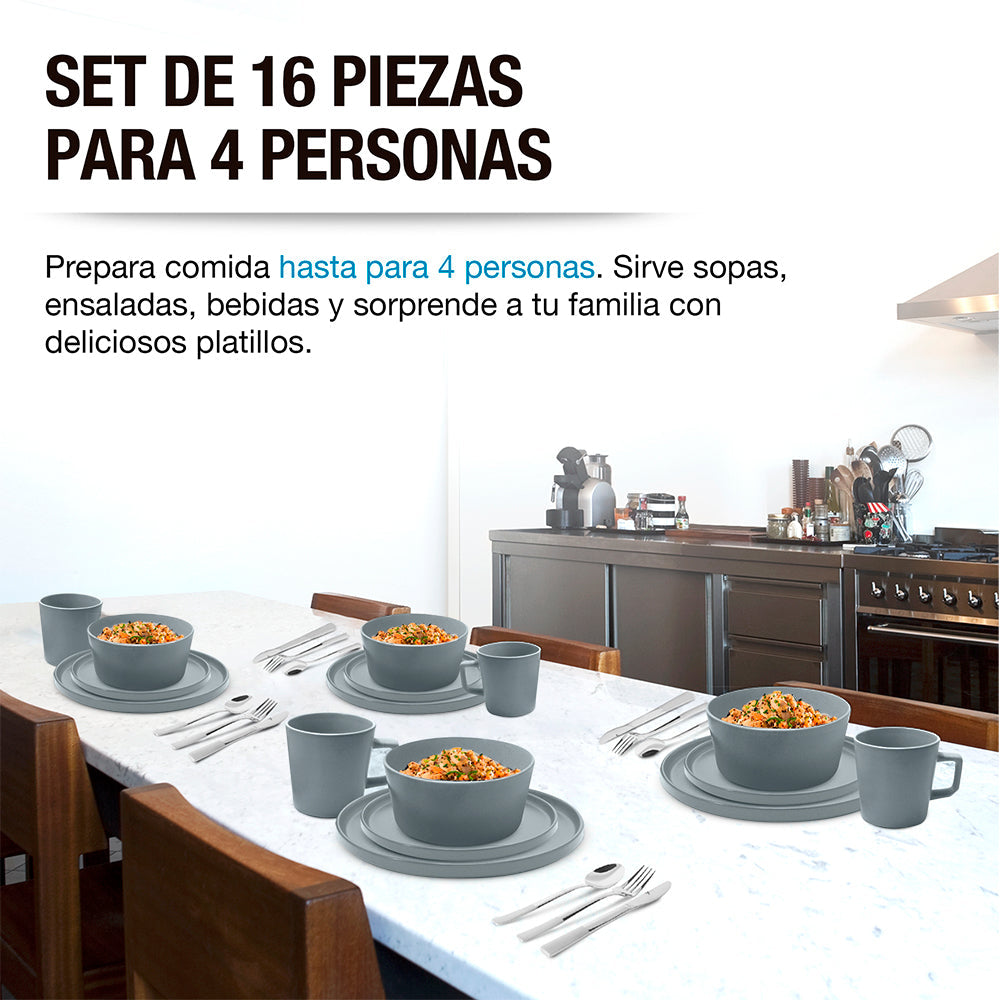 Vajilla de Gres 16 Piezas para 4 Personas Casa Litus