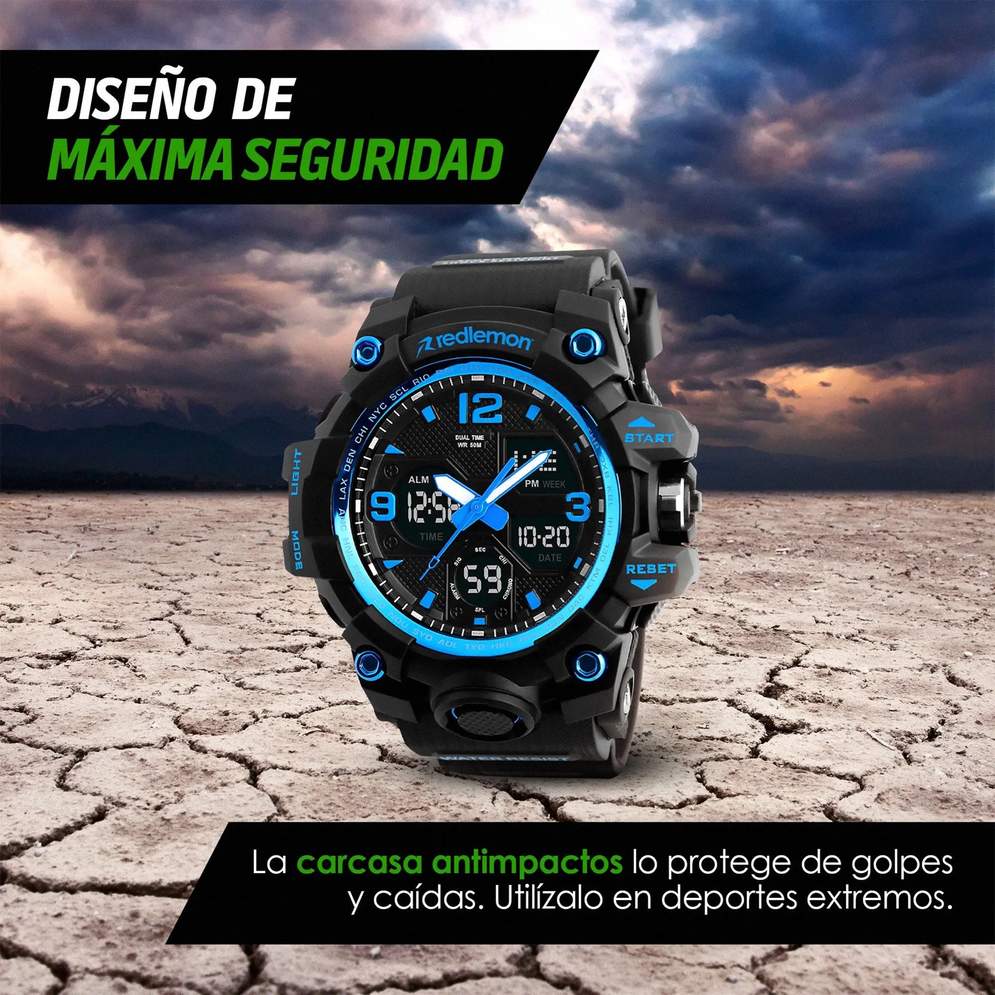 Reloj Digital y Analógico Deportivo Contra Agua 1155b