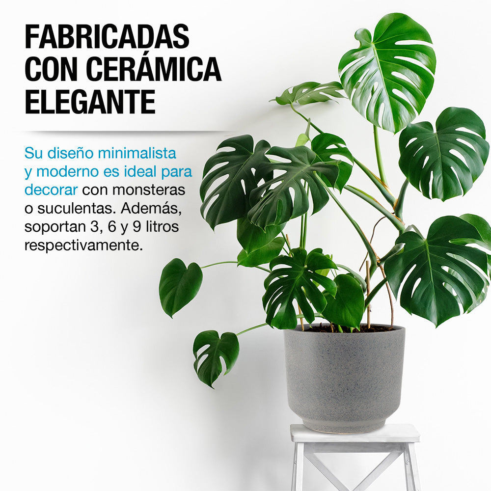 Macetas de Cerámica Grandes para Exteriores e Interiores 3 Pz.