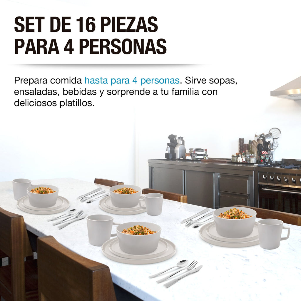 Vajilla de Gres 16 Piezas para 4 Personas Casa Litus