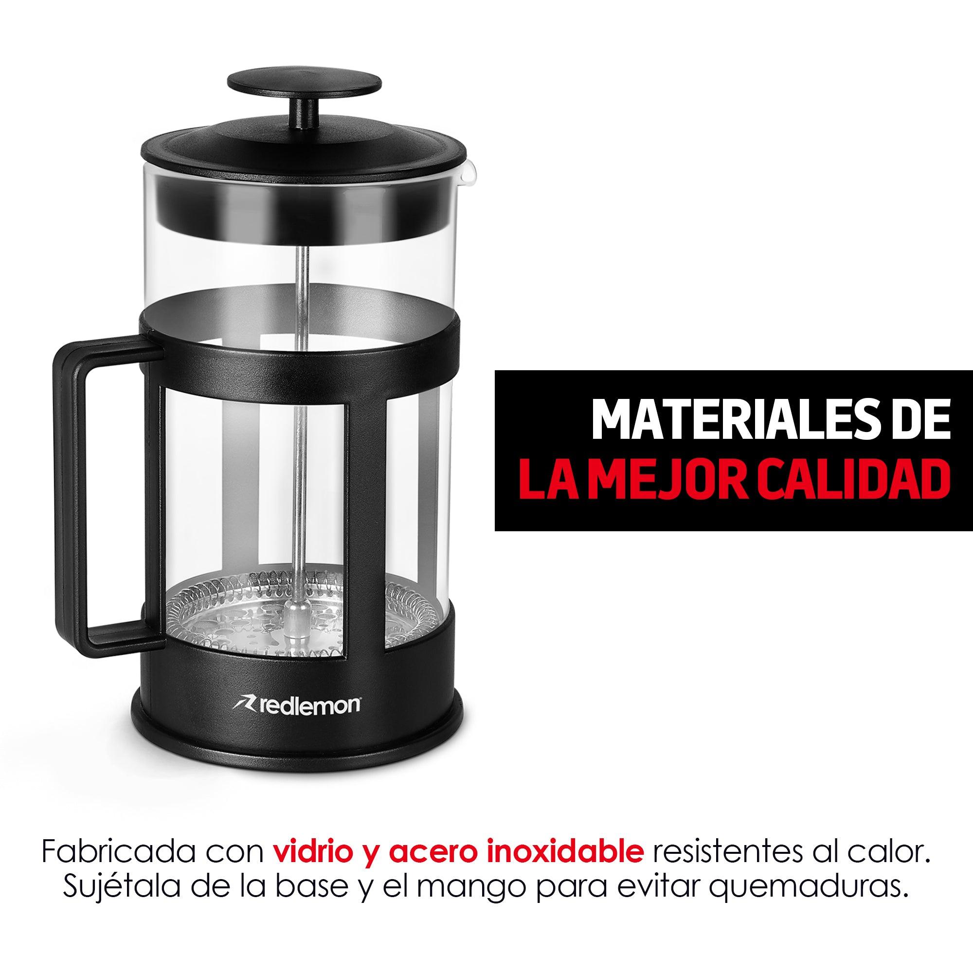Prensa Francesa de Vidrio de 1 L para Café y Té Redlemon