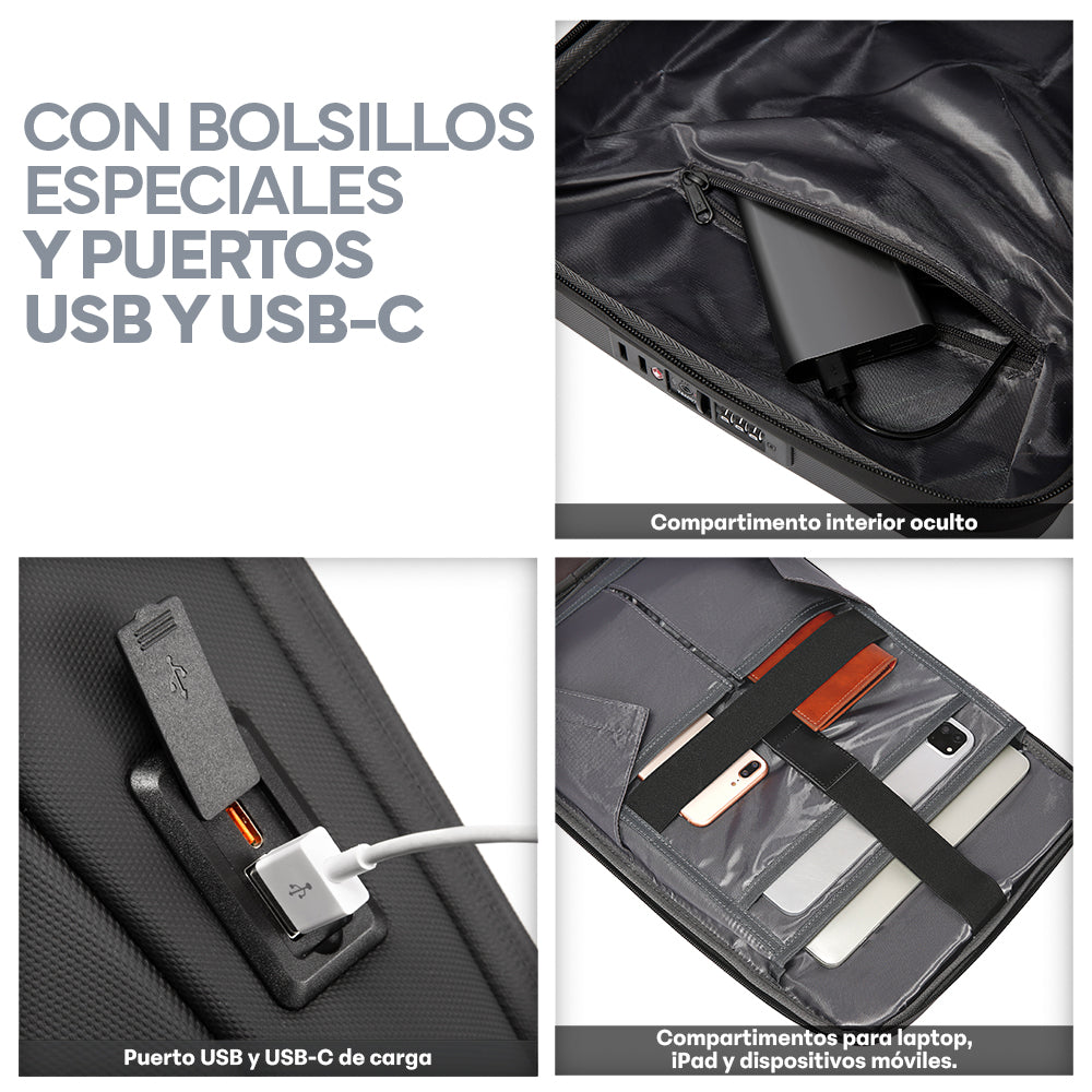 Mochila Rígida de 17 L para Laptop de 15.6 Pulgadas con Candado