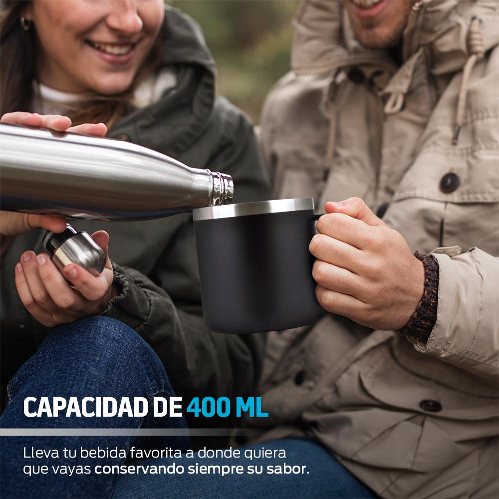 Taza térmica de acero inoxidable 400 ml con tapa hermética