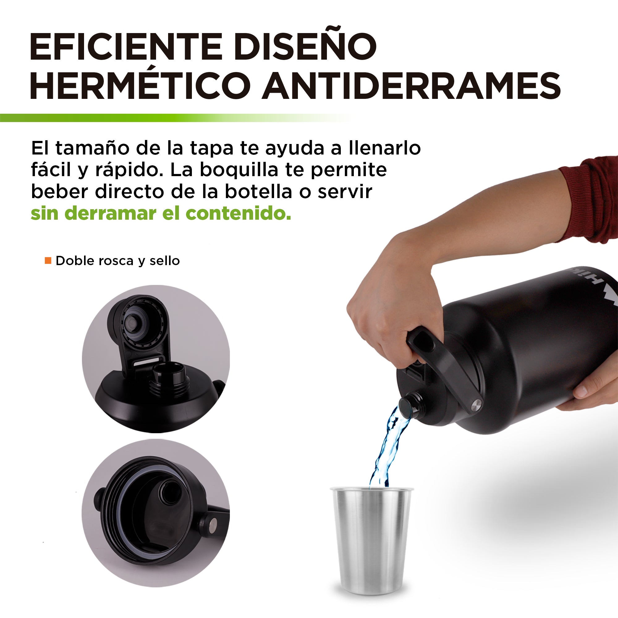 Termo de Acero Inoxidable 1.89 o 3.78 L con Asa HIKEO