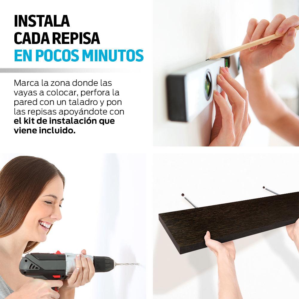 Set de 6 Repisas Flotantes de Madera MDF de 50 cm