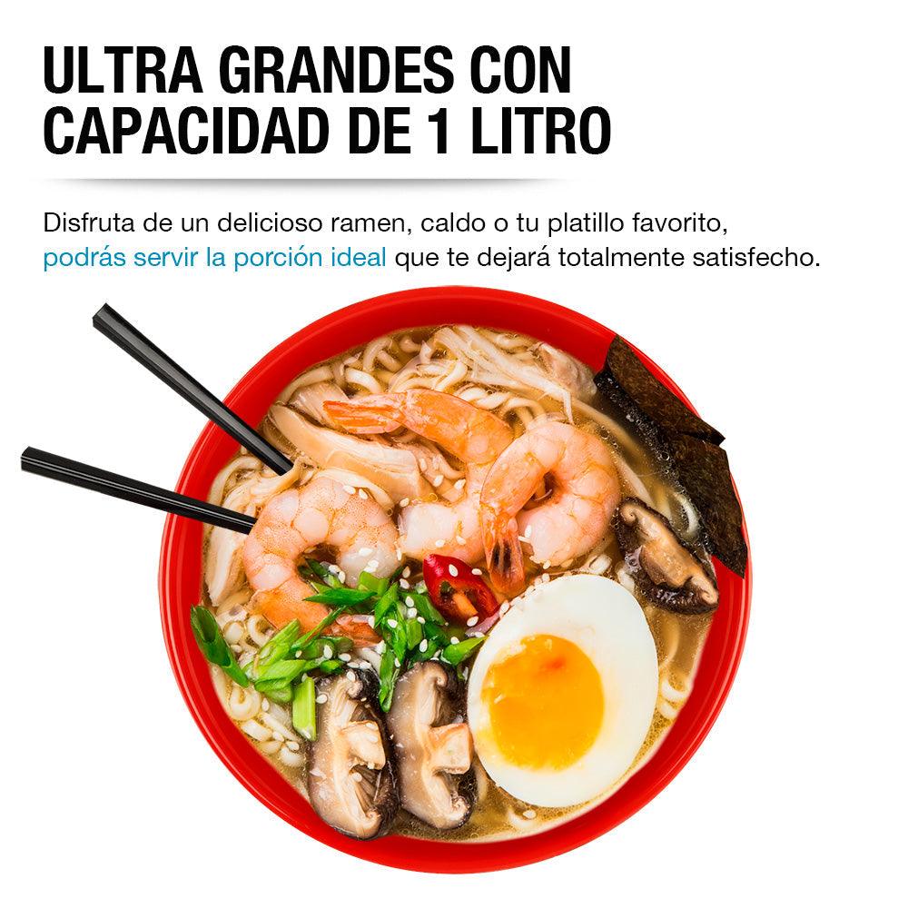 Set de 4 Bowls de Cerámica de 1 L con Palillos Casa Litus