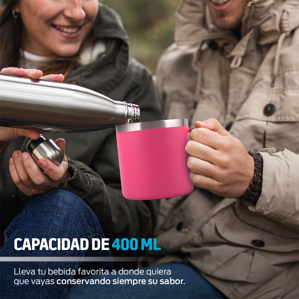 Taza térmica de acero inoxidable 400 ml con tapa hermética