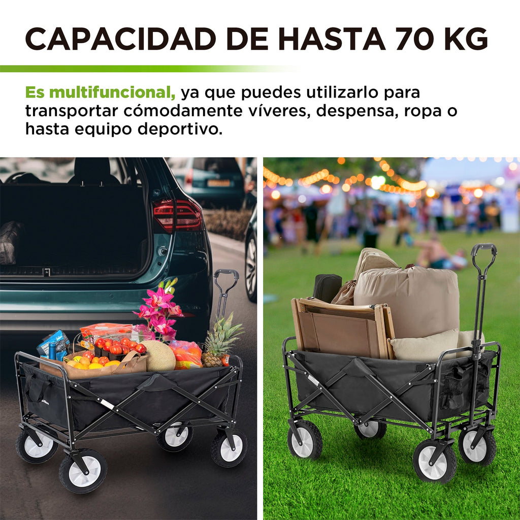 Carrito Plegable para Exterior de 70 kg con Bolsa HIKEO