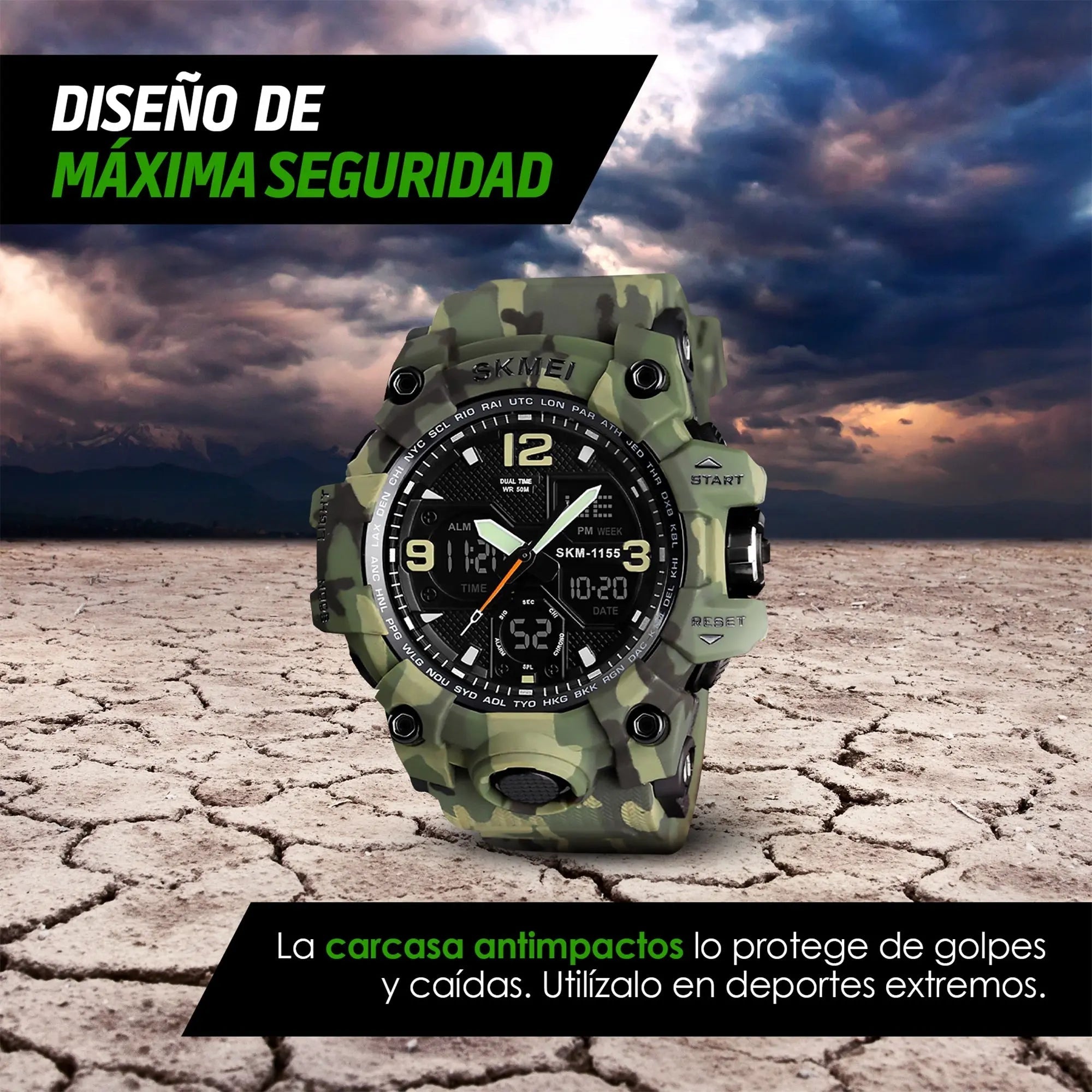 Reloj Digital y Analógico Deportivo Contra Agua 1155b