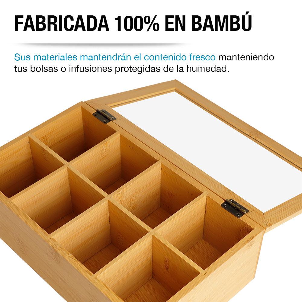 Caja de Bambú para Té con 8 Compartimentos Casa Litus