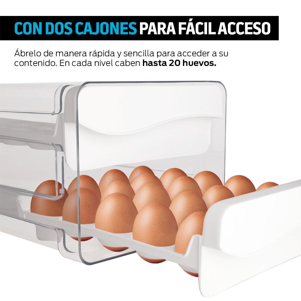 Organizador de 40 Huevos con 2 Cajones para Refrigerador