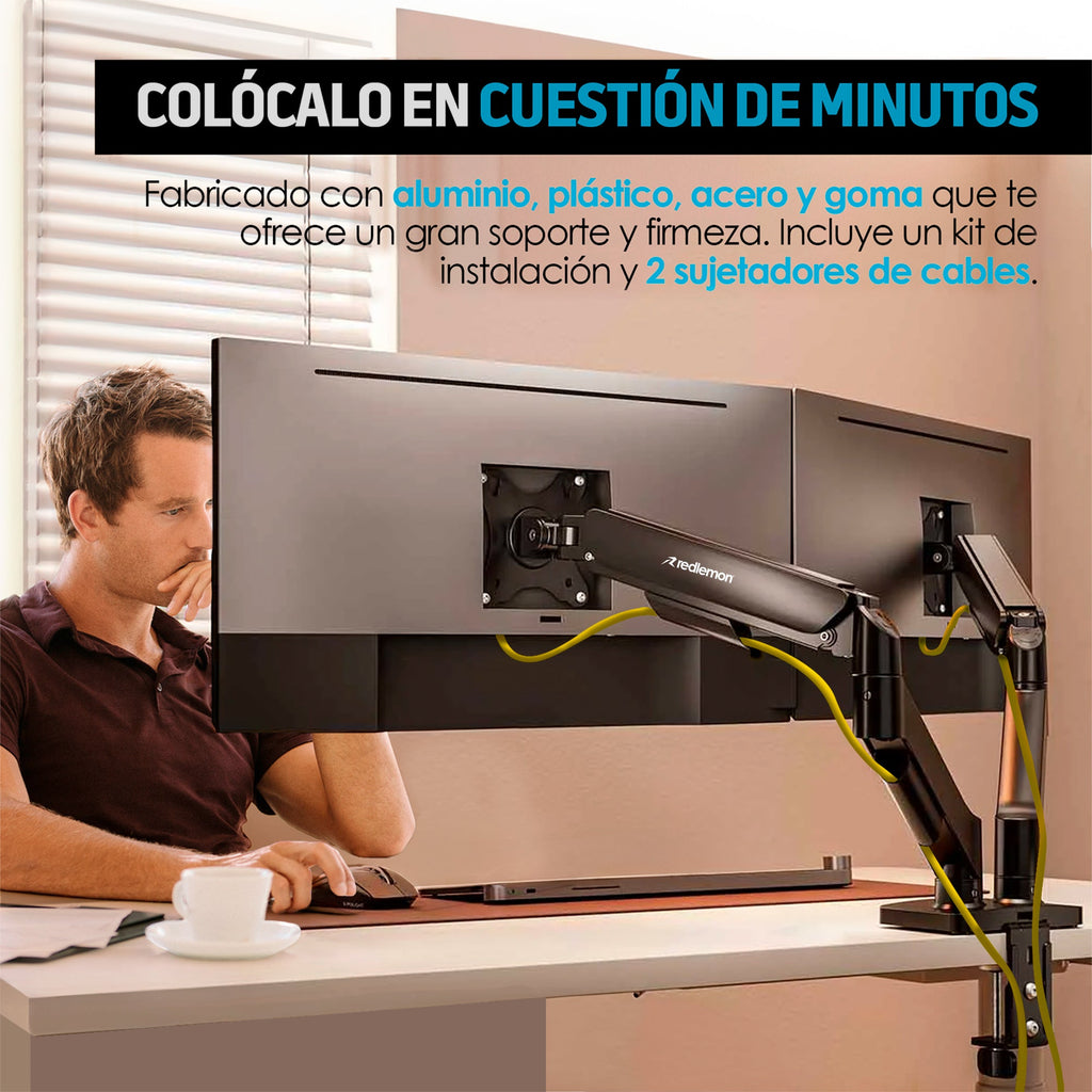 Soporte Articulado para 2 Monitores de 17 a 27 Pulgadas