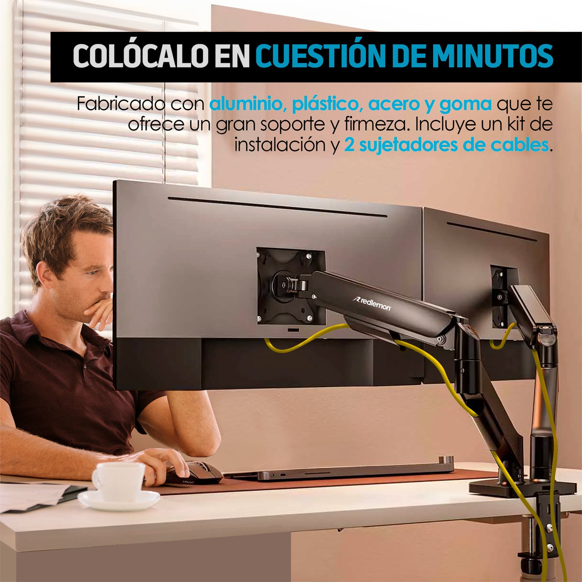 Soporte Articulado para 2 Monitores de 17 a 27 Pulgadas