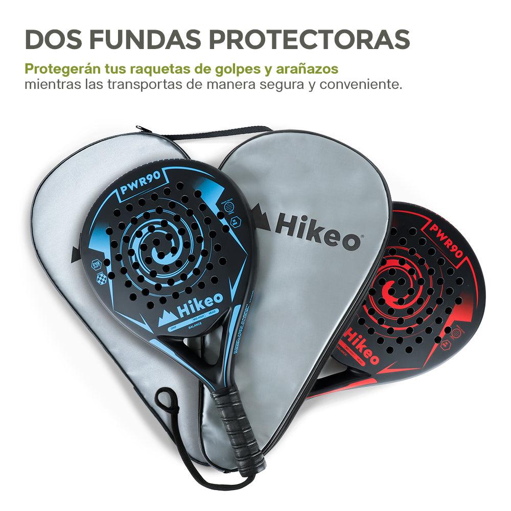 2 Palas de Pádel con Fundas, Pelotas y Grips. Raquetas de Fibra de Carbono