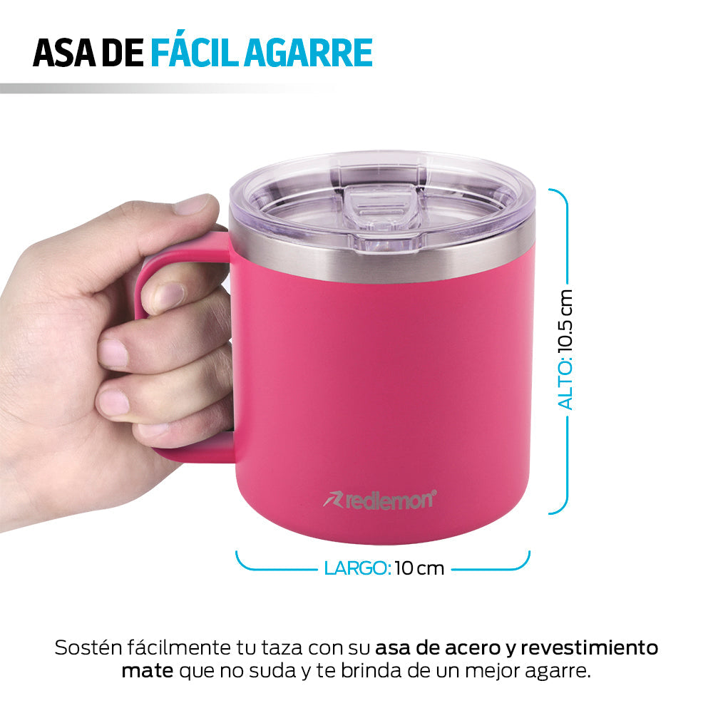 Taza térmica de acero inoxidable 400 ml con tapa hermética