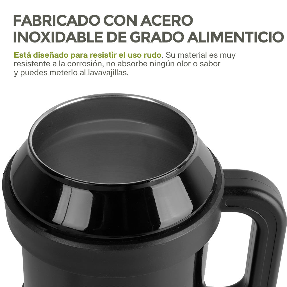 Termo de Acero Inoxidable 1.5 L con Popote y Asa HIKEO