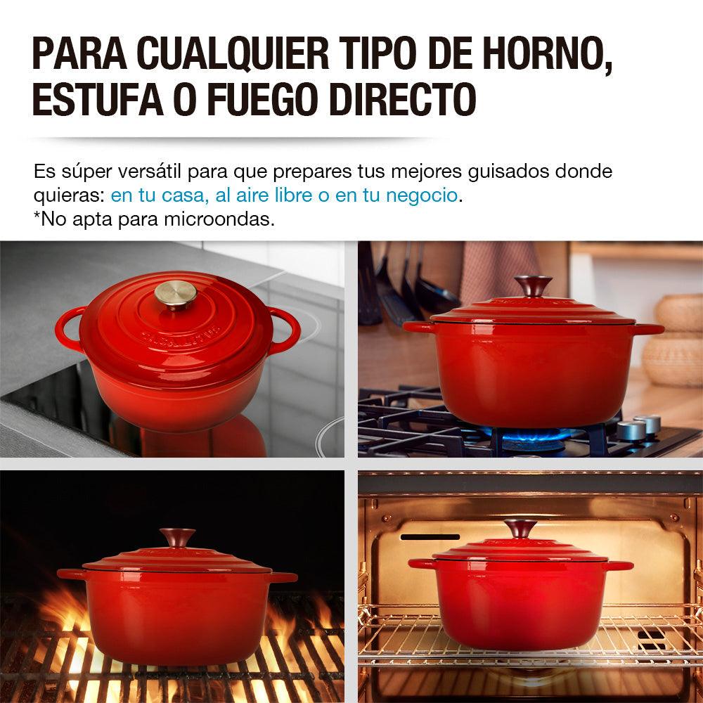 Olla Dutch Oven de Hierro Fundido Esmaltado 3.9 L Roja