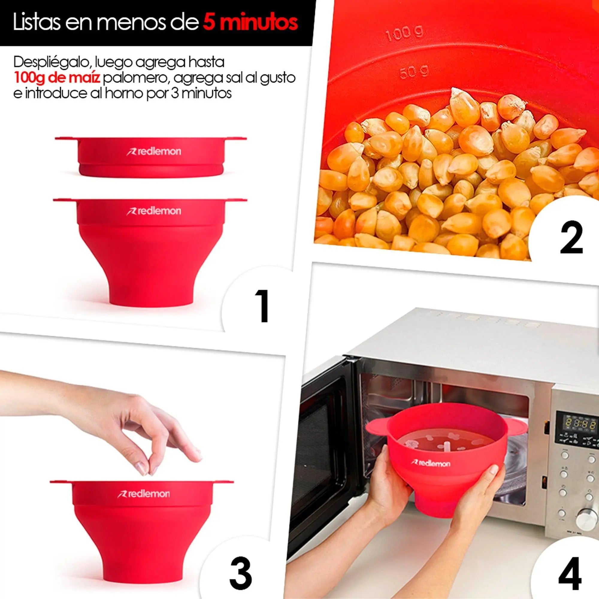 Palomera de silicón para microondas hasta 15 tazas