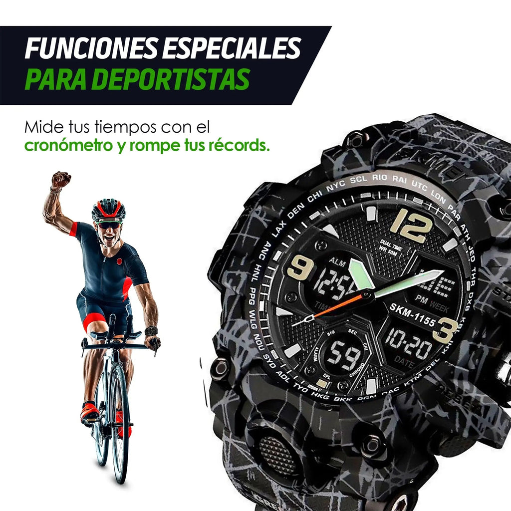 Reloj Digital y Analógico Deportivo Contra Agua 1155b