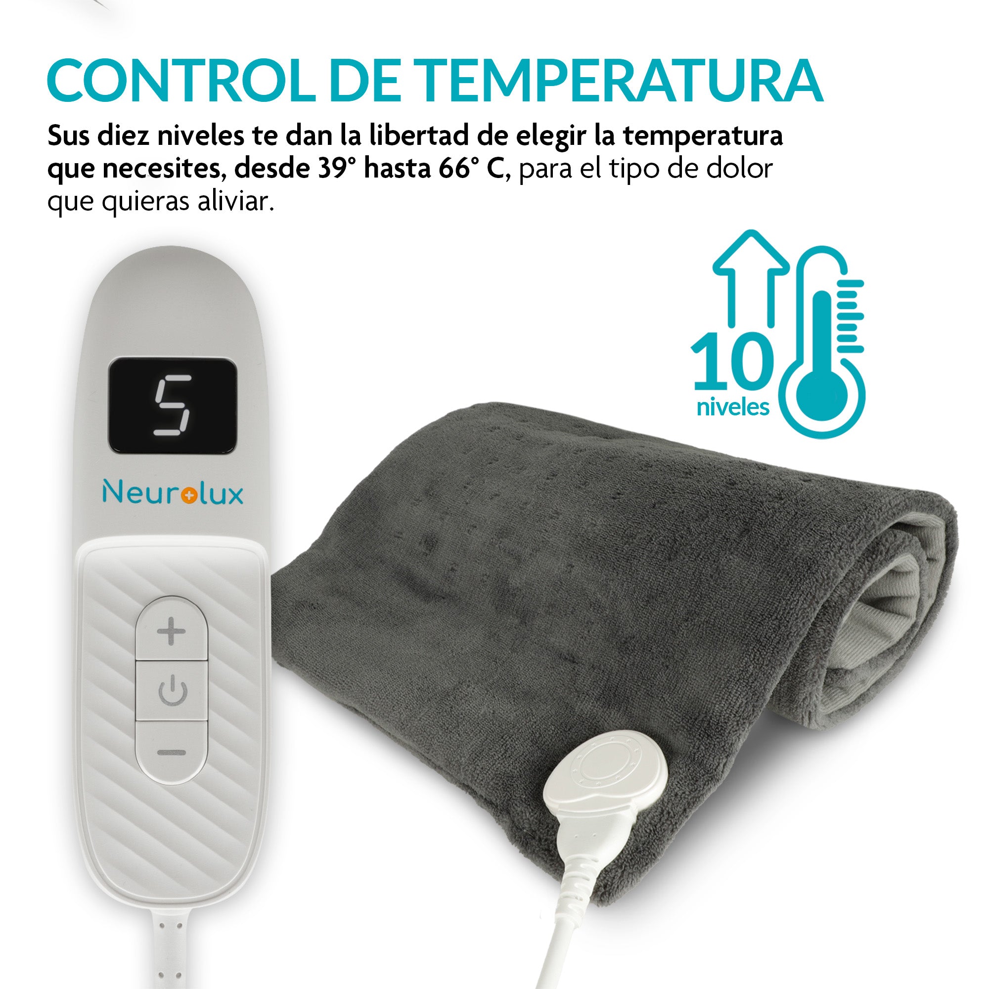 Compresa eléctrica 61 x 30 cm con 10 niveles de calor