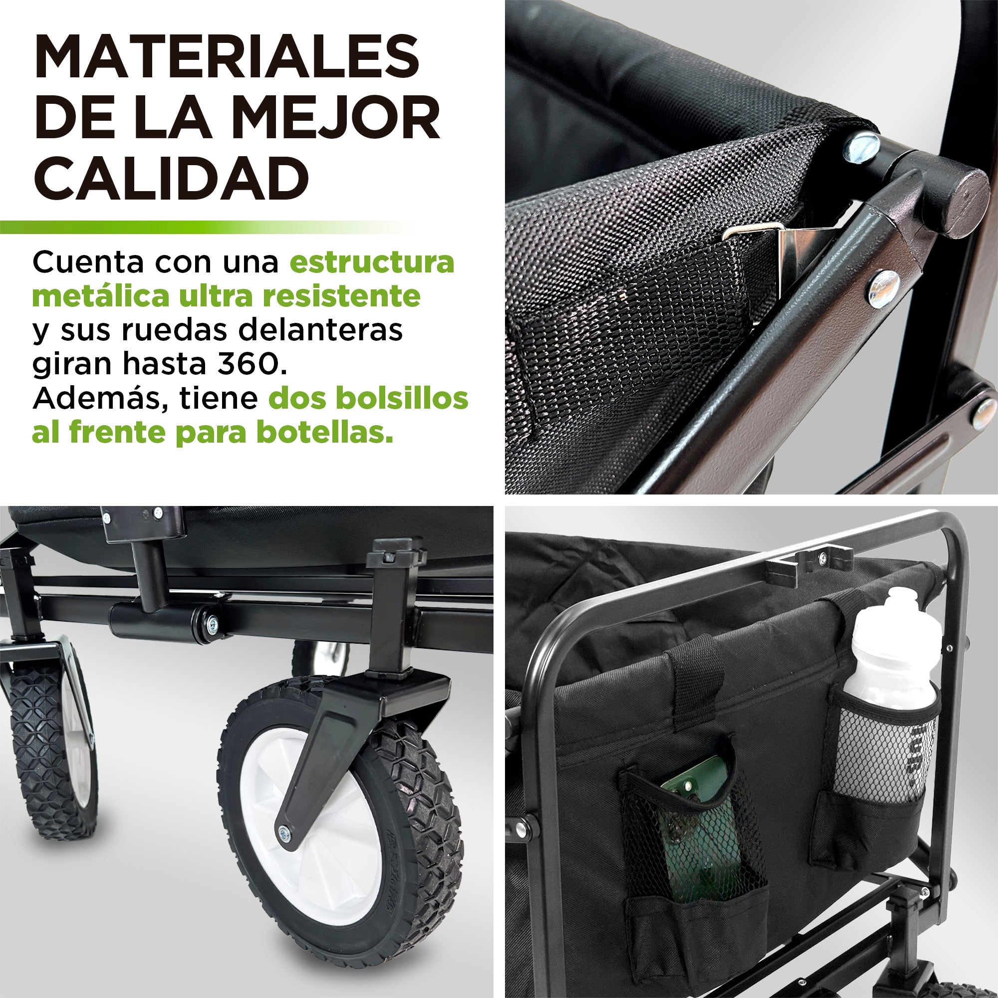 Carrito Plegable para Exterior de 70 kg con Bolsa HIKEO
